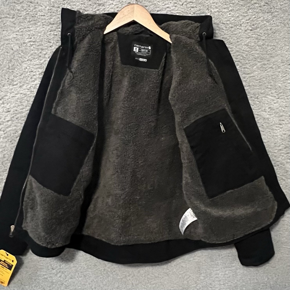 Carhartt Womens Size M Black Washed Duck Sherpa Lined Full Zip Jacket New - Picture 3 of 10